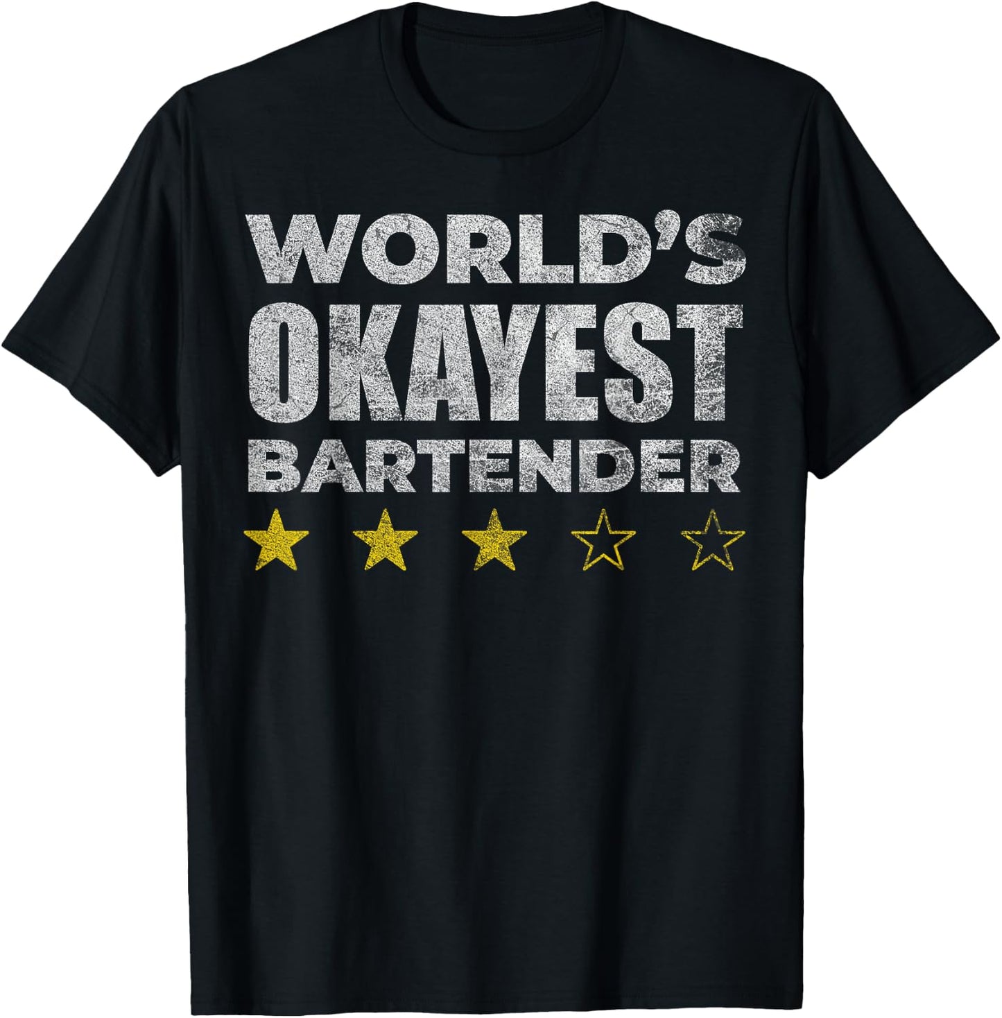 Funny Worlds Okayest Bartender - Vintage Style T-Shirt - T-Shirt | Black