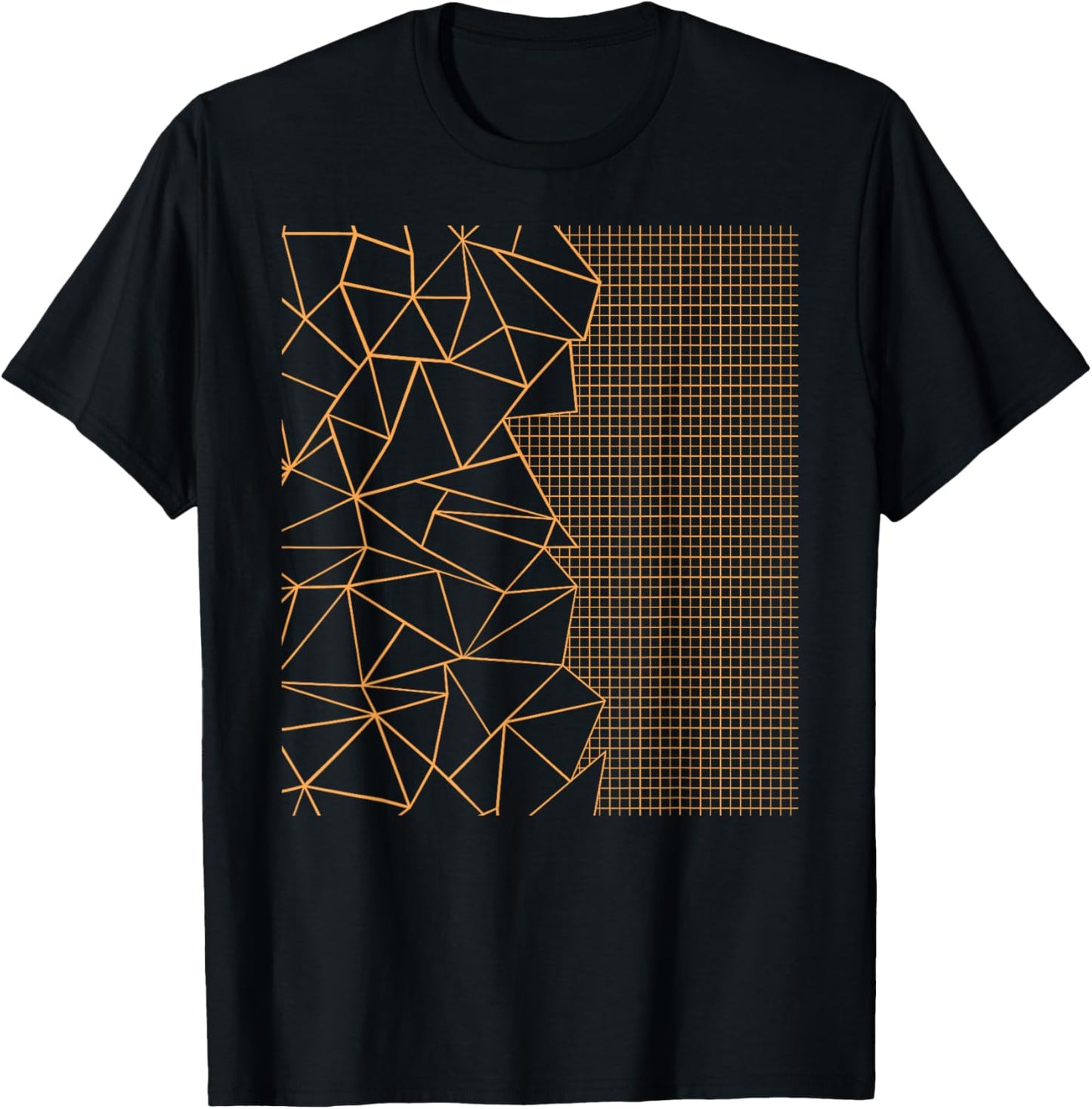 Threadless Emeline Abstract Outline Grid Marigold Graphic T-Shirt - T-Shirt | Black
