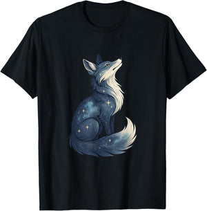 Witchy Celestial Fox Galaxy Stars Mystical Astrology Gifts T-Shirt - T-Shirt | Black