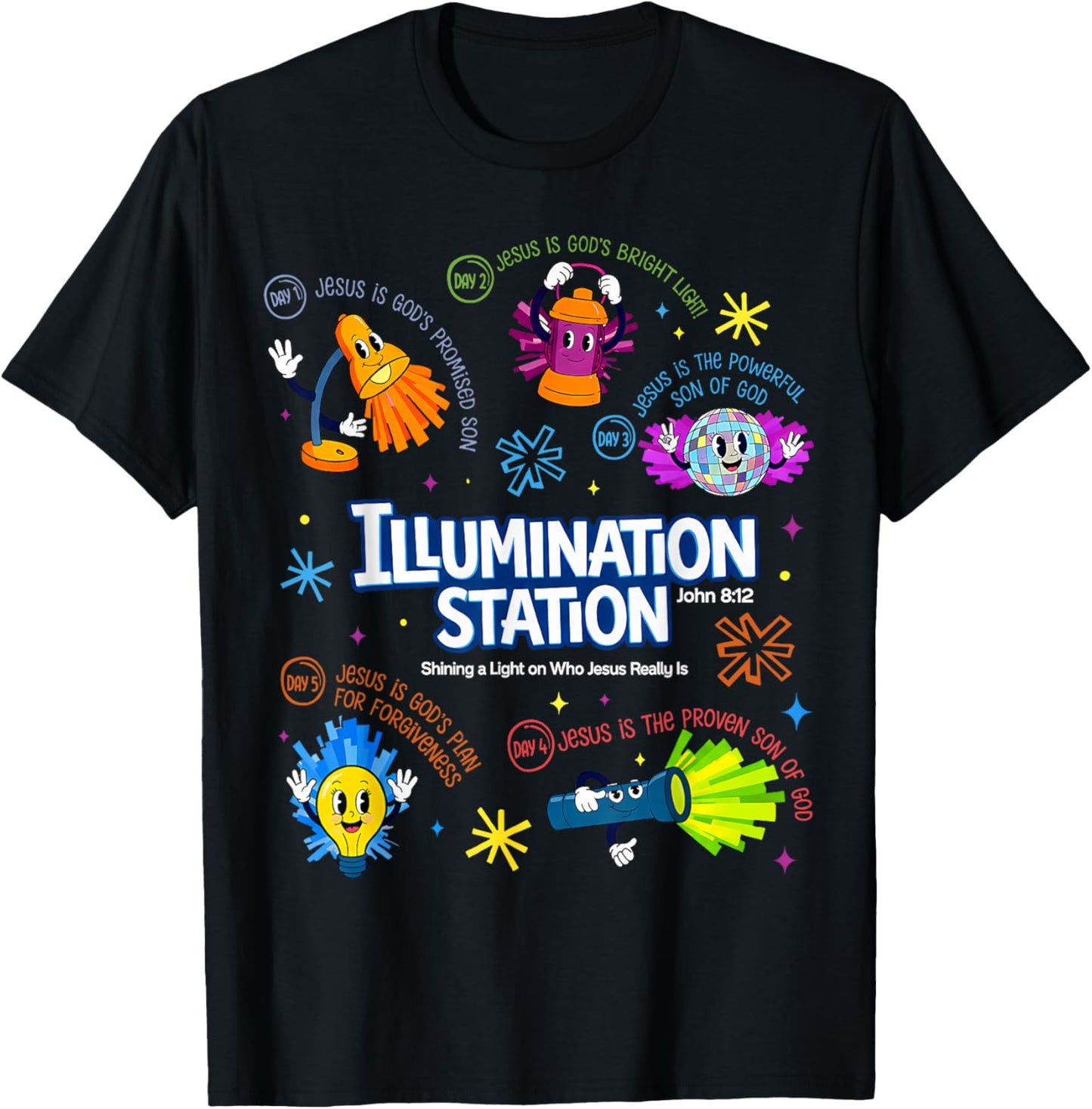 Illumination Station VBS 2026 Bible Jesus Christian Lights T-Shirt - T-Shirt | Black