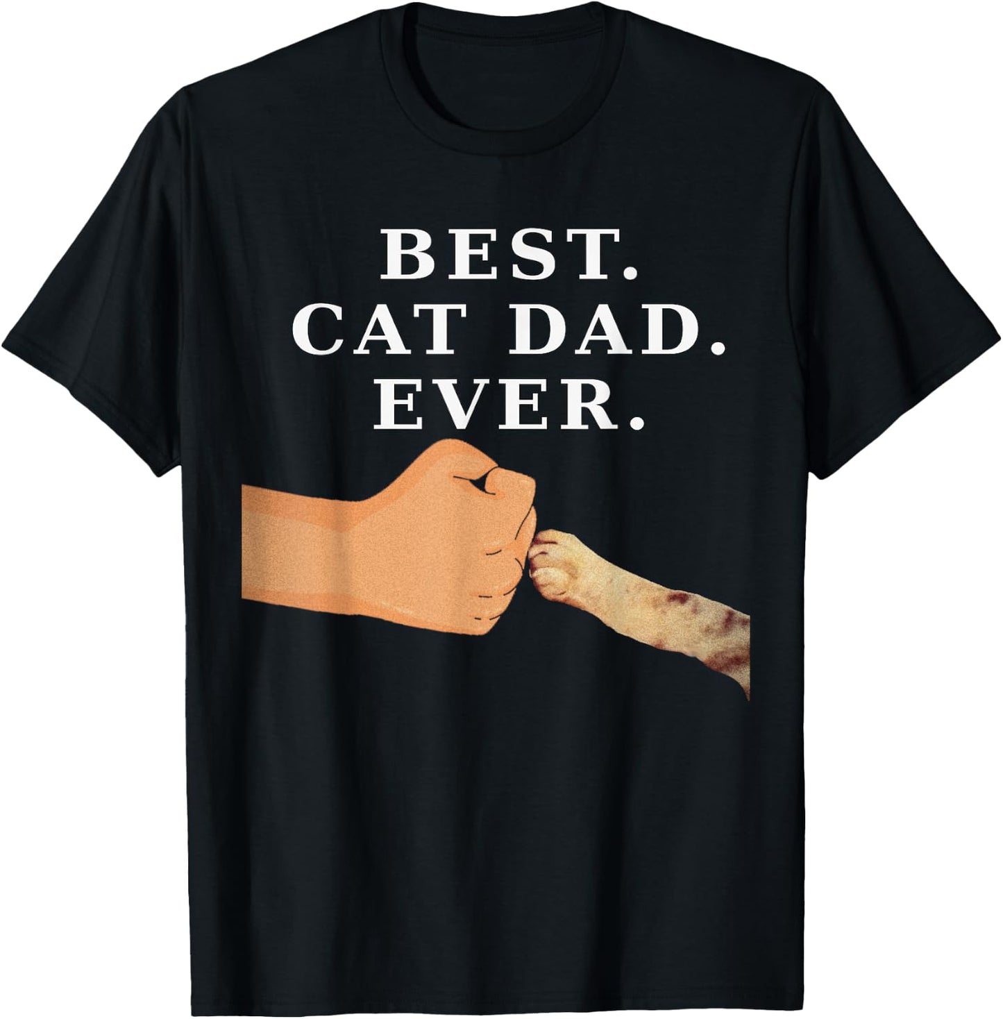 Best Cat Dad Father & Kitty Paw Fist Bump Women Girls Kids T-Shirt - T-Shirt | Black