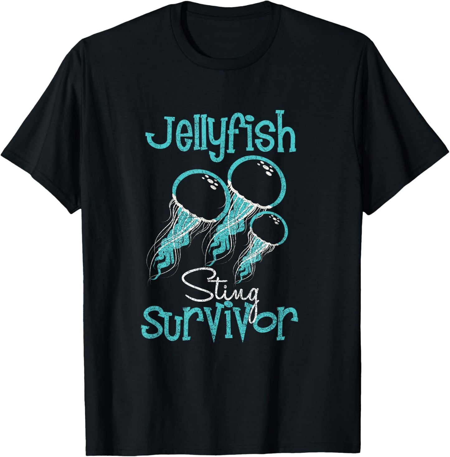 Jelly Fish Sting Survivor Distressed Fun Novelty T Shirt T-Shirt - T-Shirt | Black