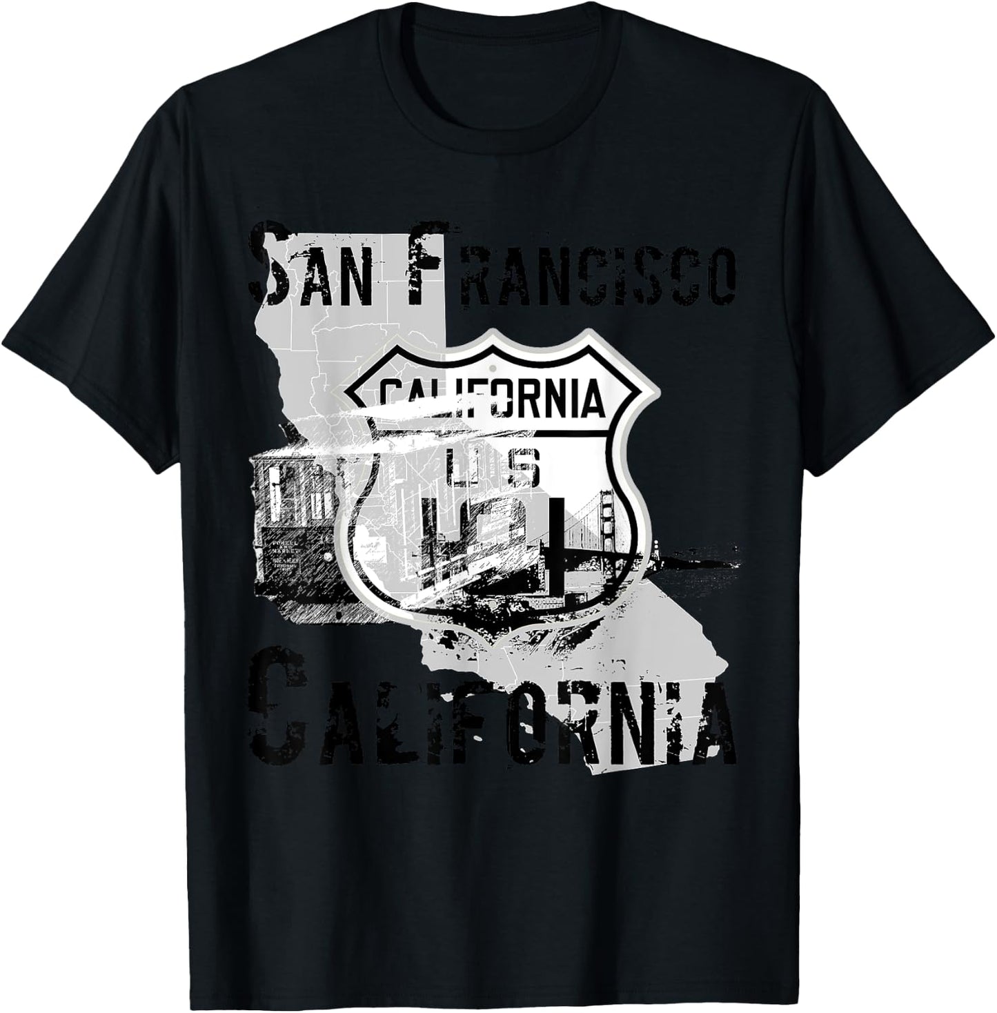 San Francisco California Graphic T-Shirt - T-Shirt | Black