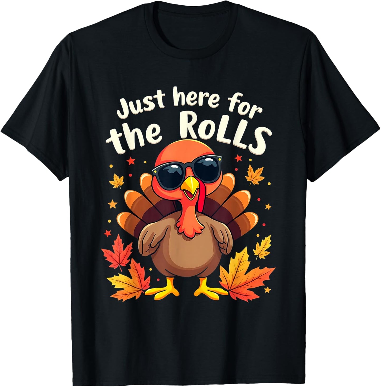 Just Here For The Rolls Thanksgiving Dinner Kids Picky Eater T-Shirt - T-Shirt | Black