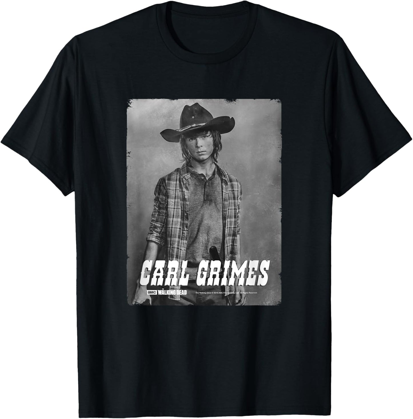 The Walking Dead Carl Silver Portrait T-Shirt - T-Shirt | Black