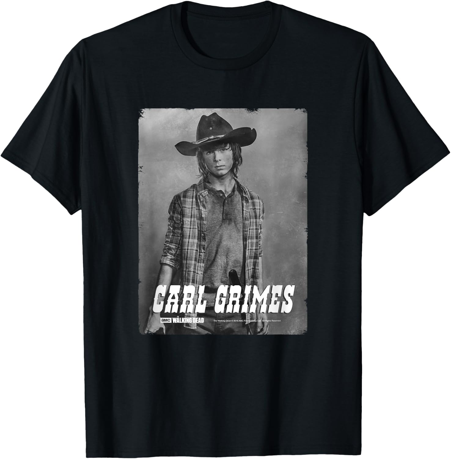 The Walking Dead Carl Silver Portrait T-Shirt - T-Shirt | Black
