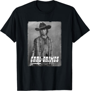 The Walking Dead Carl Silver Portrait T-Shirt - T-Shirt | Black