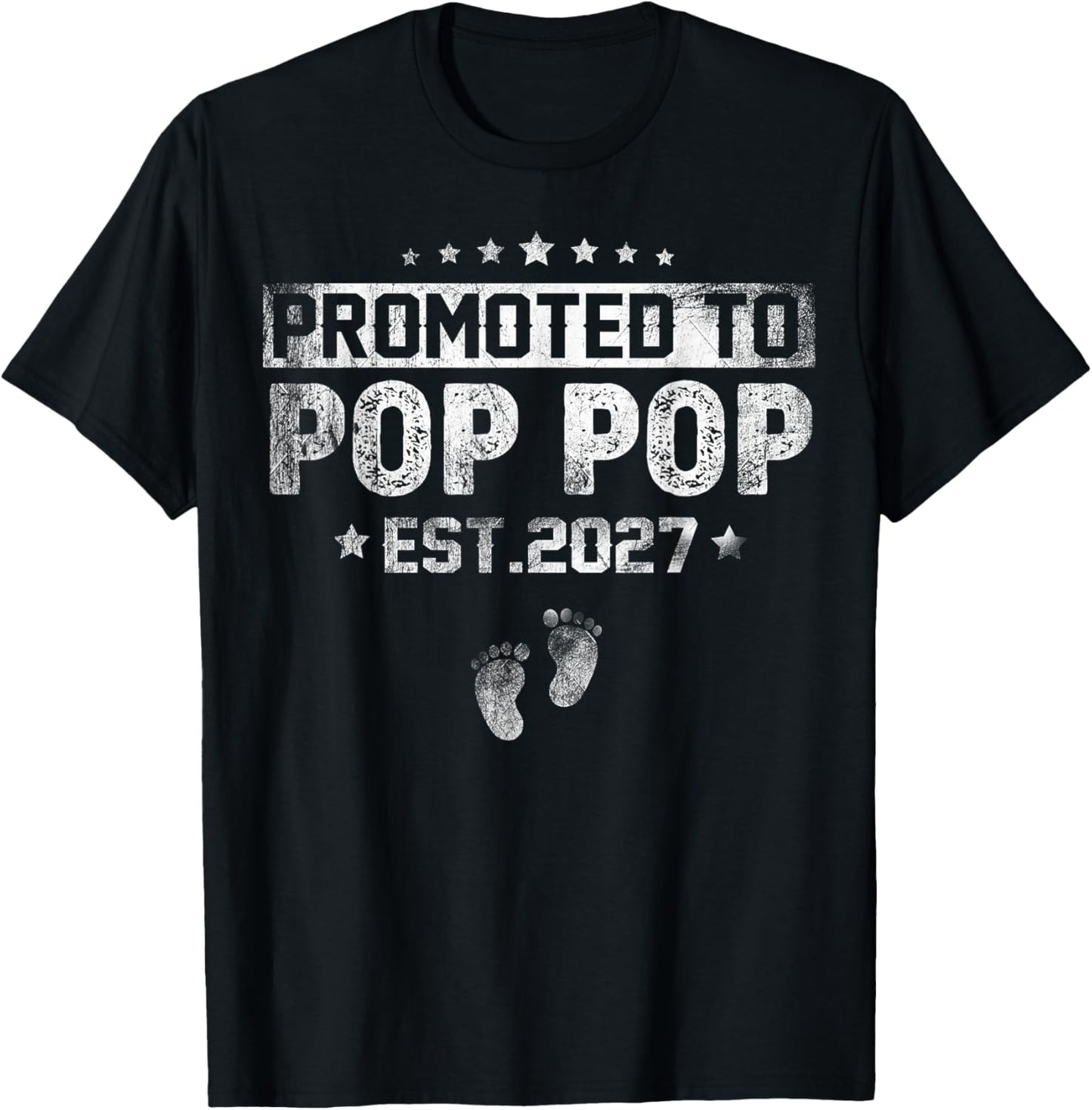 Promoted to Pop Pop Est 2027 Pregnancy Announcement T-Shirt - T-Shirt | Black