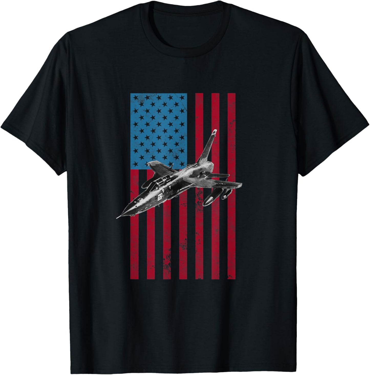 Republic F-105 USA American Flag - Military T-Shirt - T-Shirt | Black