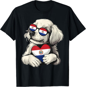 Paraguay Flag Dog Paraguayan Roots T-Shirt - T-Shirt | Black