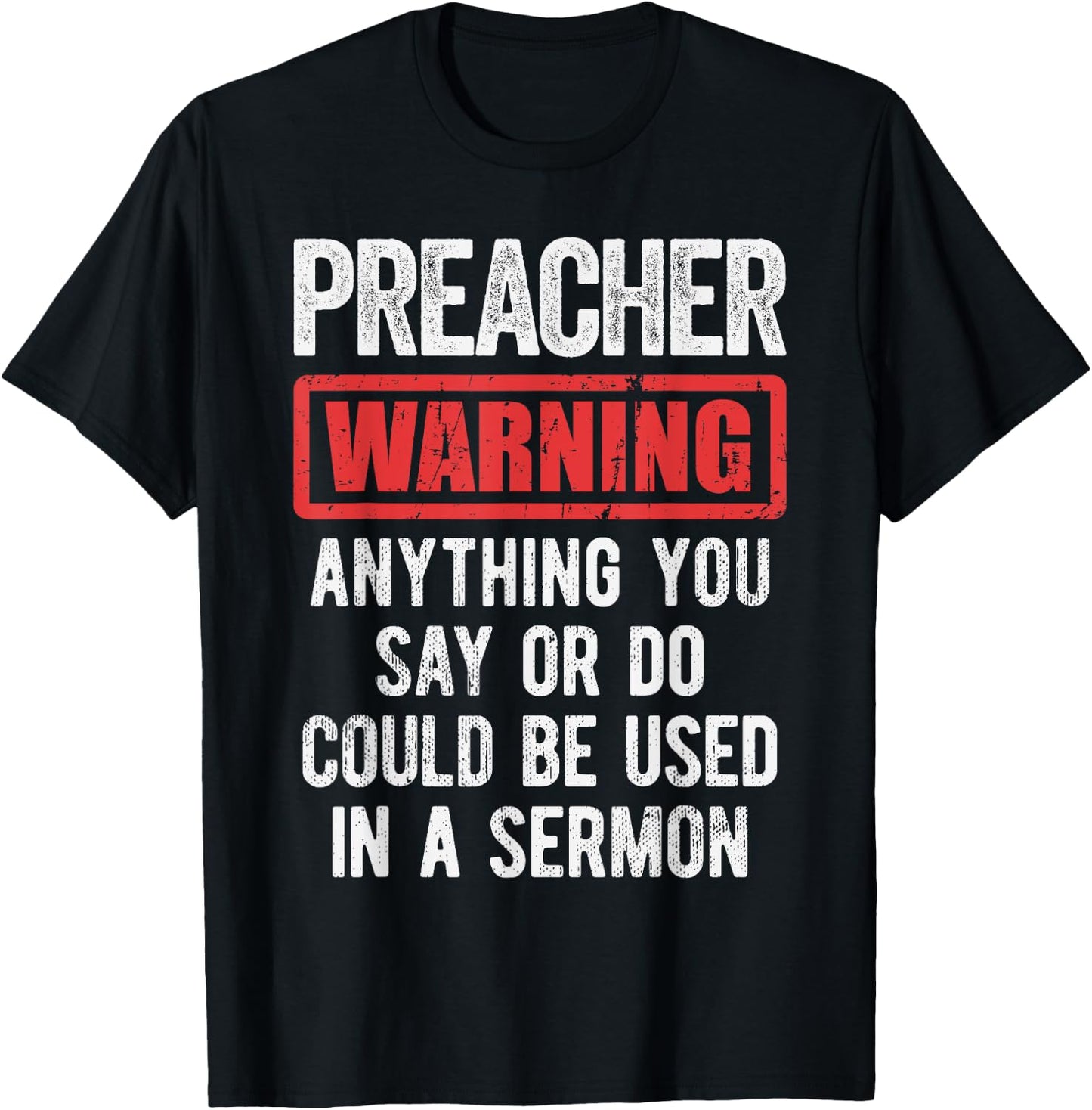 Pastor Because Devil - Funny Preacher Apparel - Preacher Warning - Men's Adult Classic Fit Black Short Sleeve - Size Small T-Shirt - T-Shirt | Black