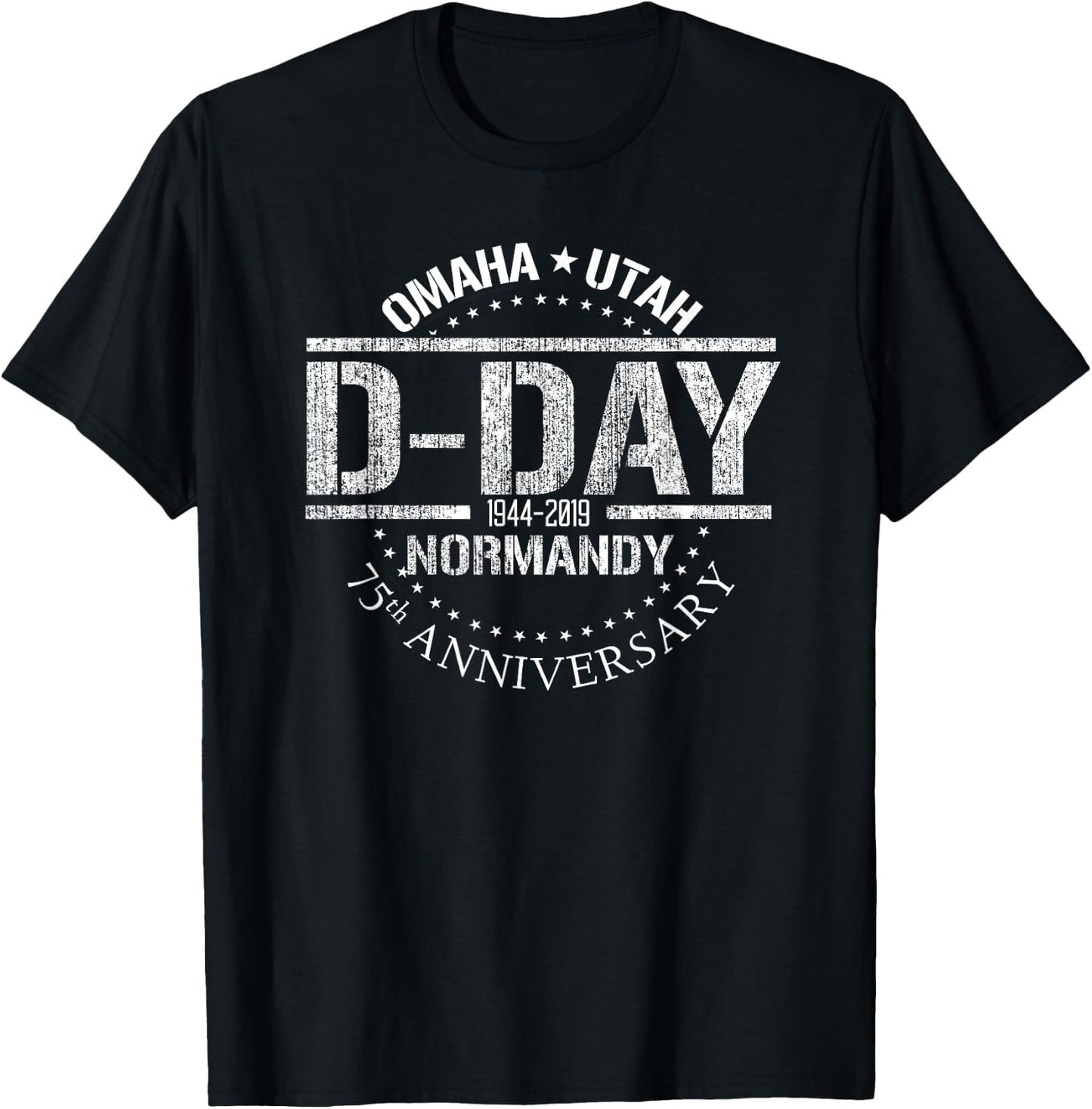 WW2 D-Day 75th Anniversary 1944-2019 Omaha Utah Beach D-Day Men Women T-Shirt - T-Shirt | Black