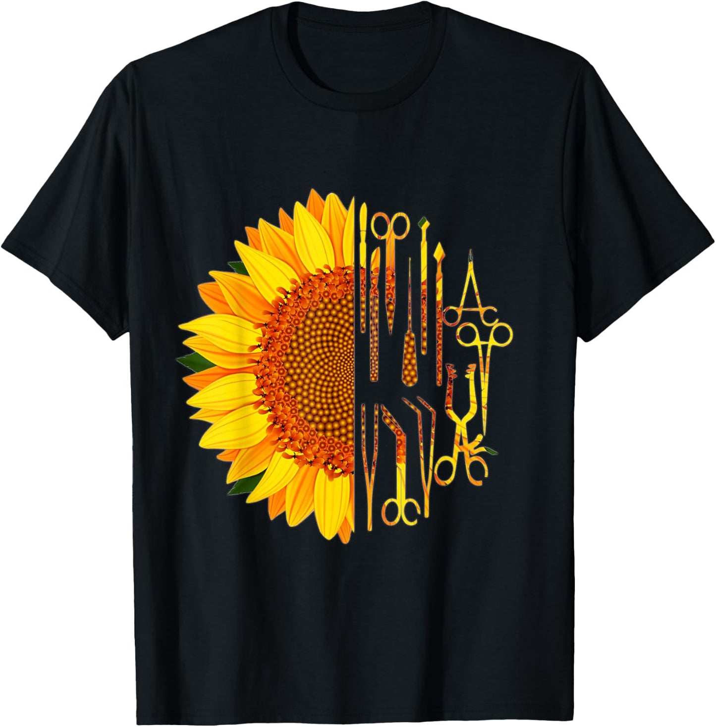 Surgical Scrub Tech Surgeon Sunflower Surgery Intern OR T-Shirt - T-Shirt | Black