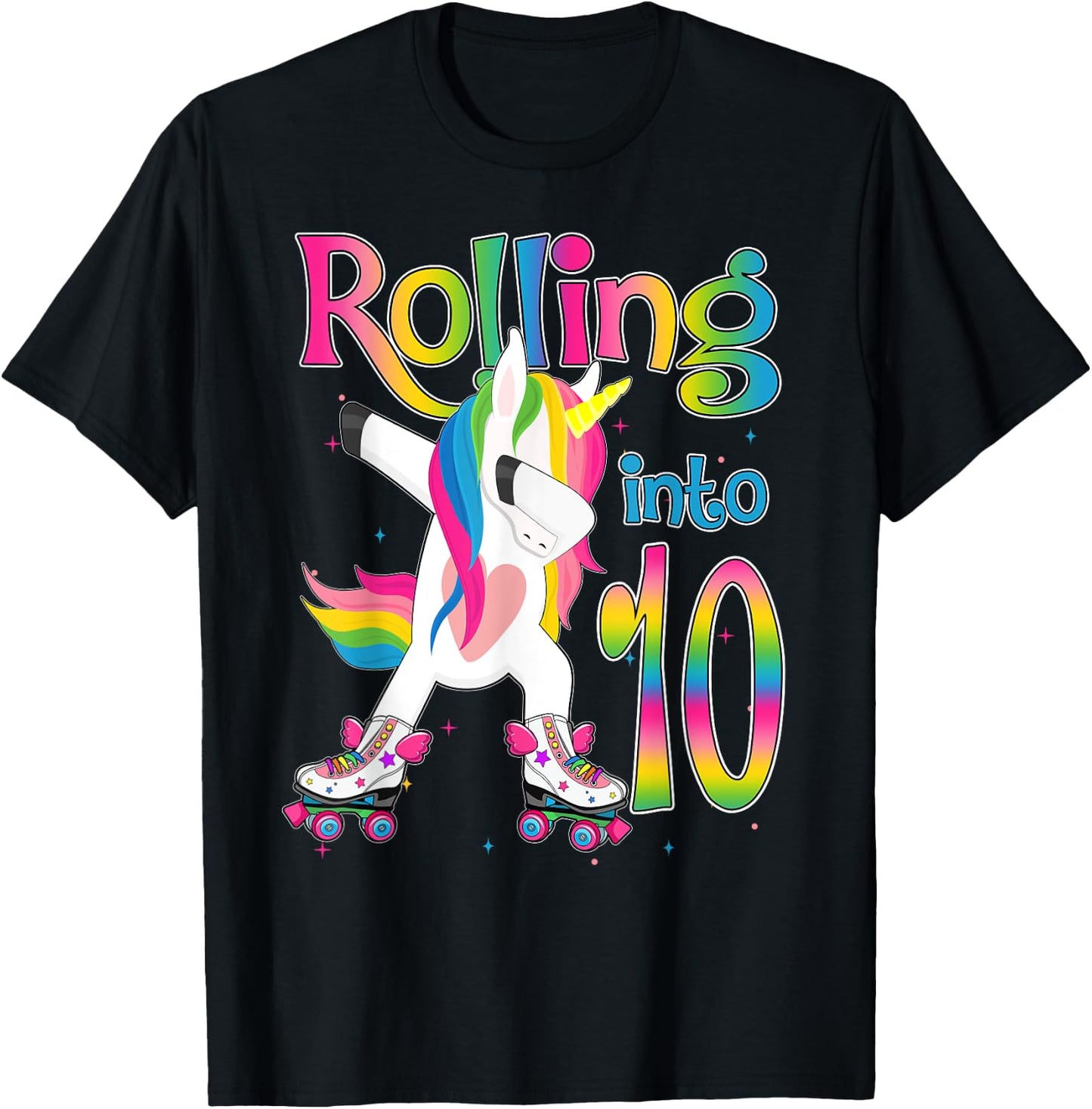 Rolling Into 10 years Lets Roll I'm Turning 10 Roller Skate T-Shirt - T-Shirt | Black