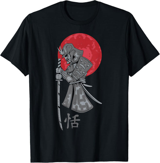 Samurai Warrior - Japanese Bushido Red Sun Katana Armor T-Shirt - T-Shirt | Black