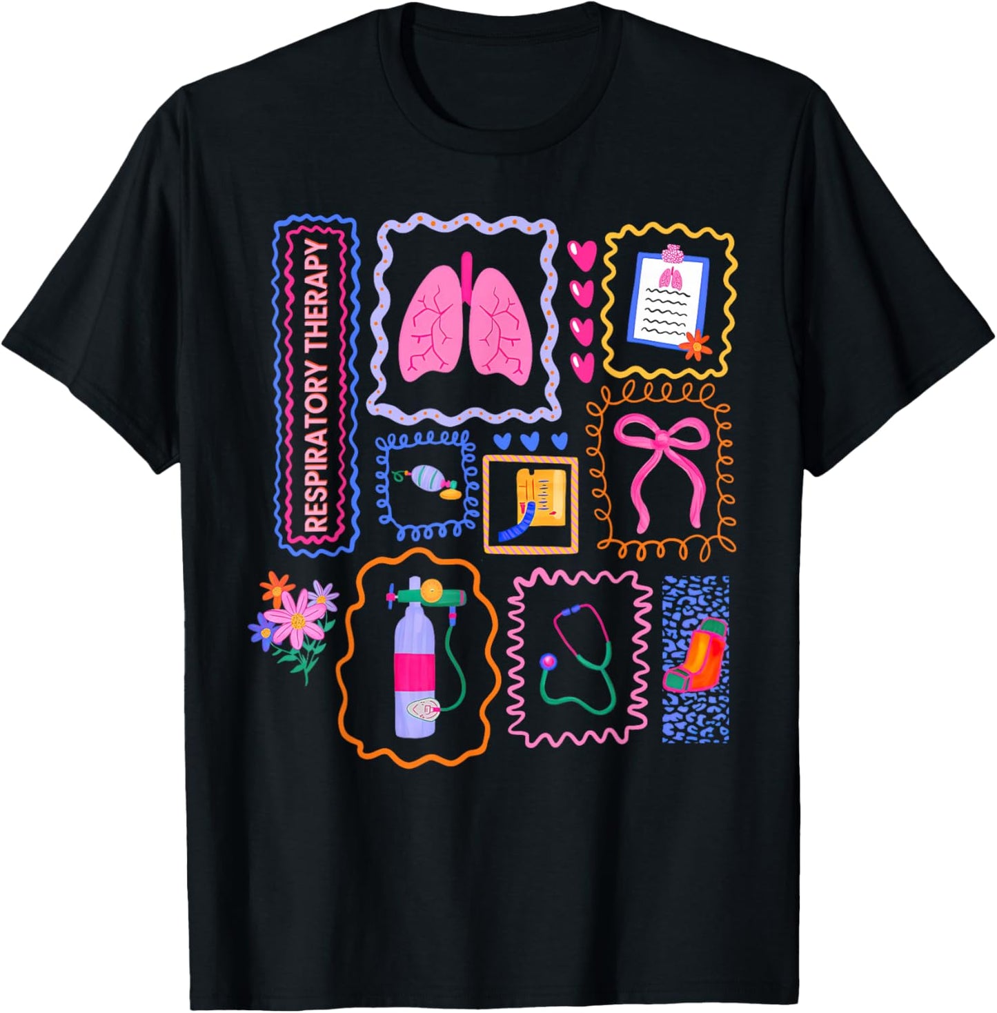 Coquette Stamp Respiratory Therapy Lung Squad Pulmonology T-Shirt - T-Shirt | Black