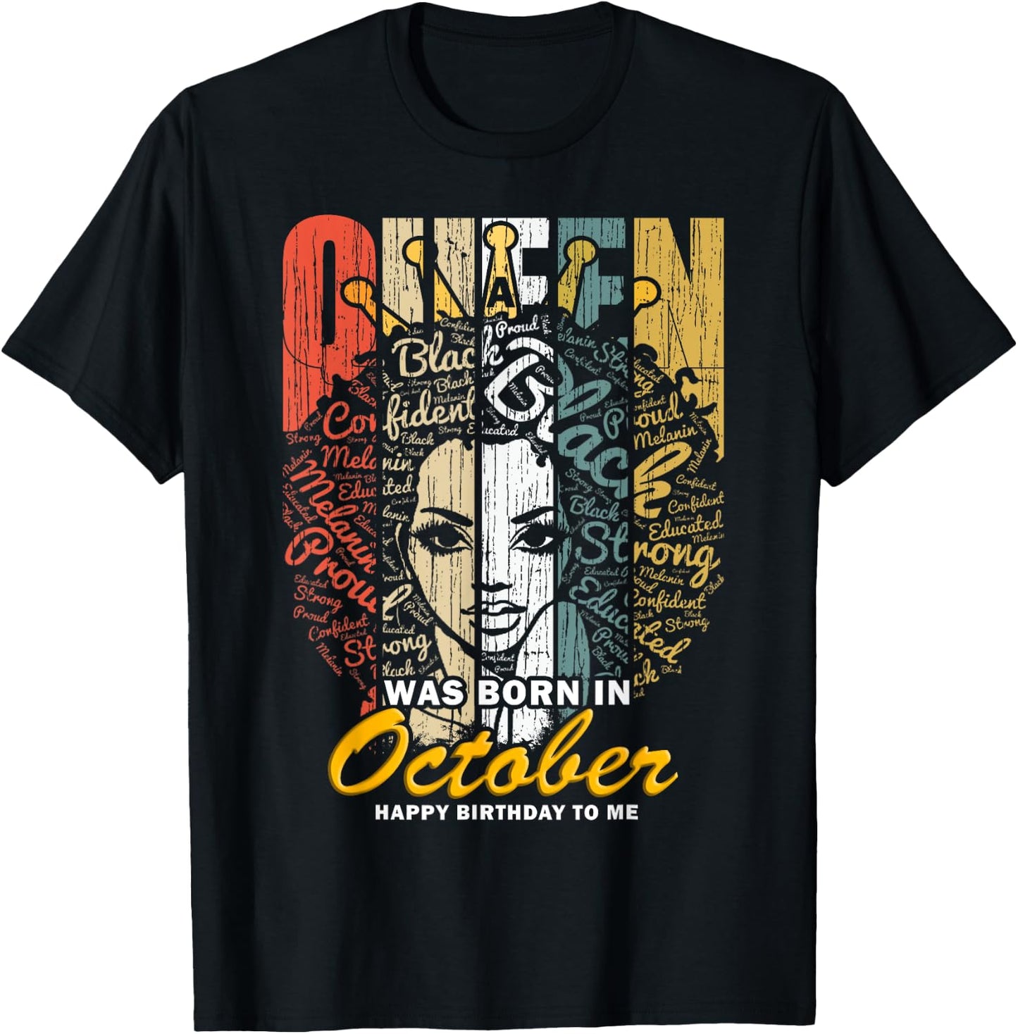 October Birthday Shirts - Black African Queen T-Shirt - T-Shirt | Black