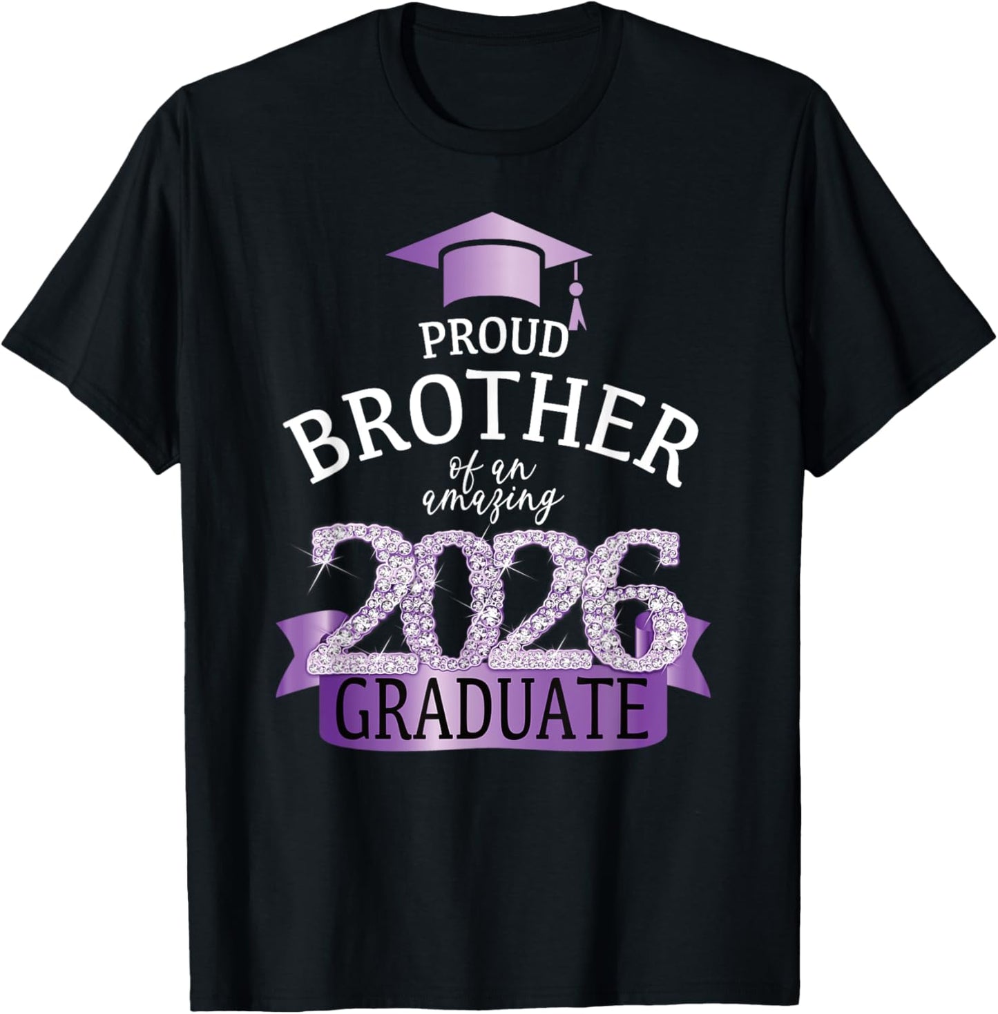 2026 Proud Brother Of The Graduate I Purple Party Design T-Shirt - T-Shirt | Black