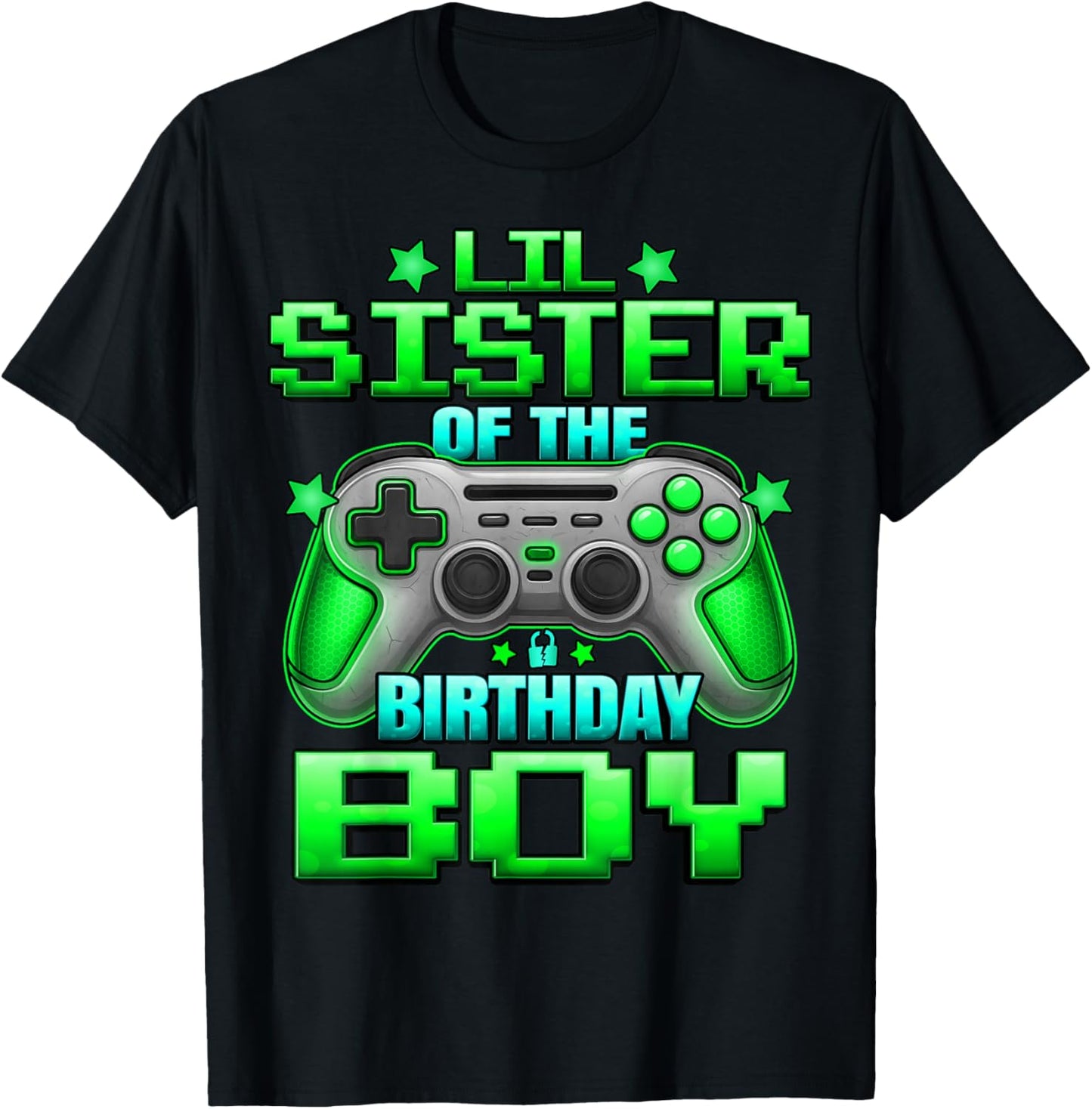 Lil Sister of The Birthday Boy Matching Family Little Sister T-Shirt - T-Shirt | Black