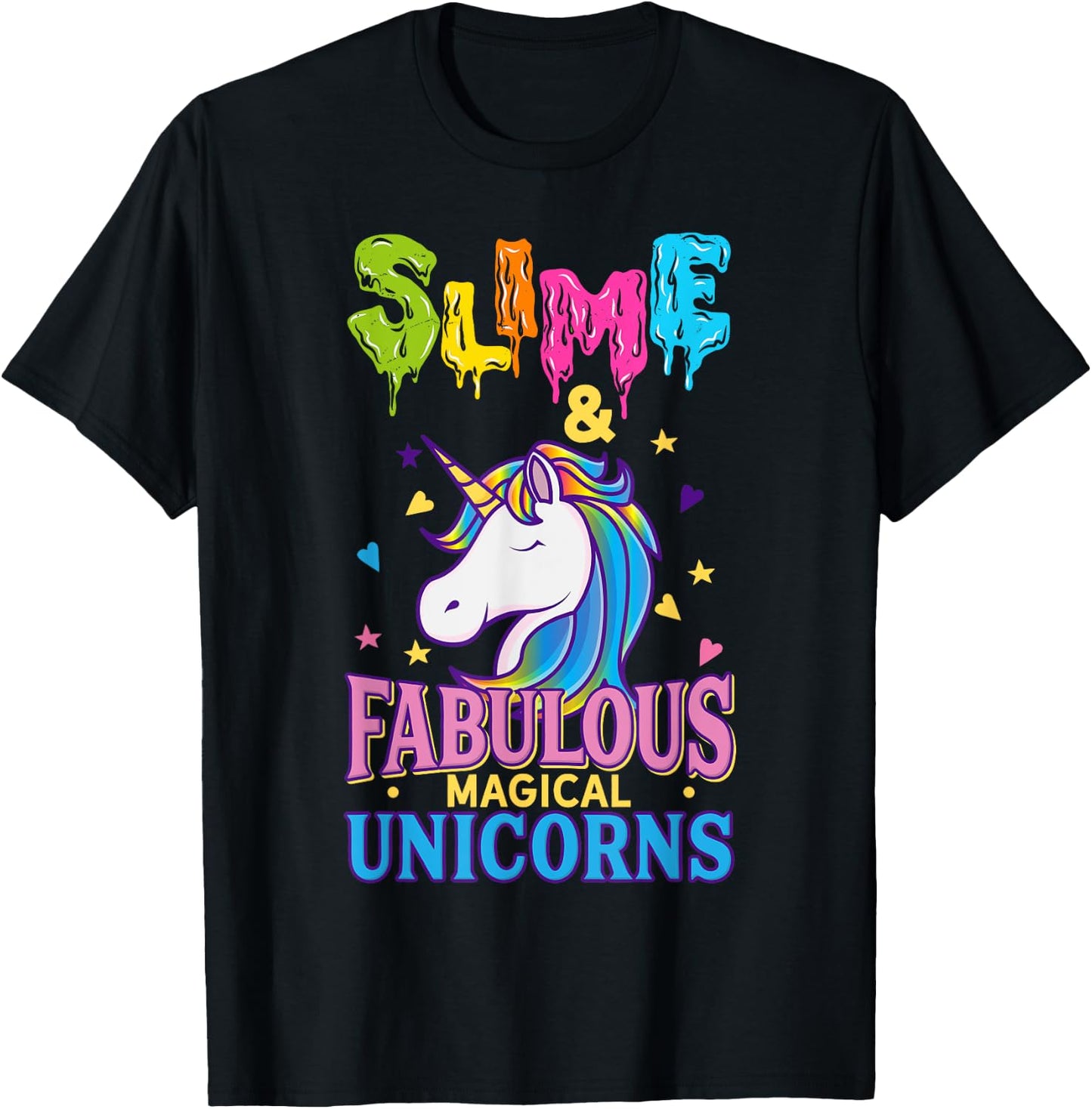 Love Slime Time & Unicorn Girls Gift T-Shirt - T-Shirt | Black