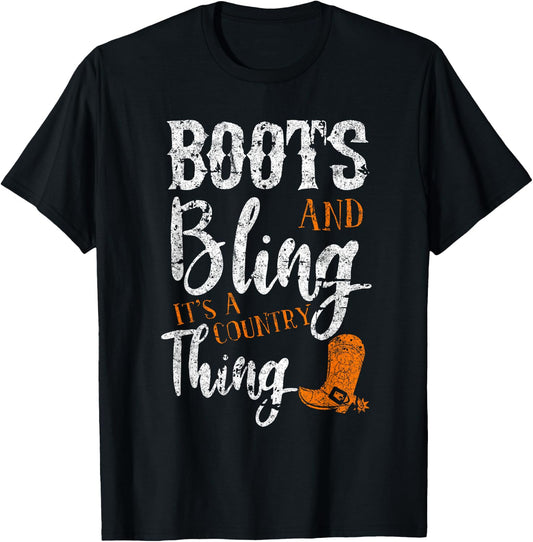 Boots & Bling It's Country Thing Horseback Riding Cowgirl T-Shirt - T-Shirt | Black