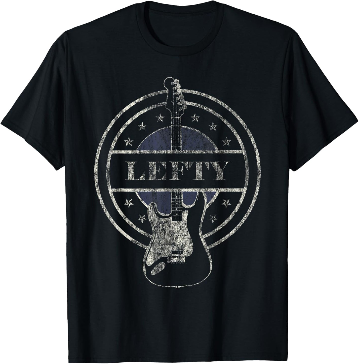 Vintage Left Handed Guitar Player Shirt Funny Gift Lefties T-Shirt - T-Shirt | Black