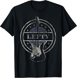 Vintage Left Handed Guitar Player Shirt Funny Gift Lefties T-Shirt - T-Shirt | Black