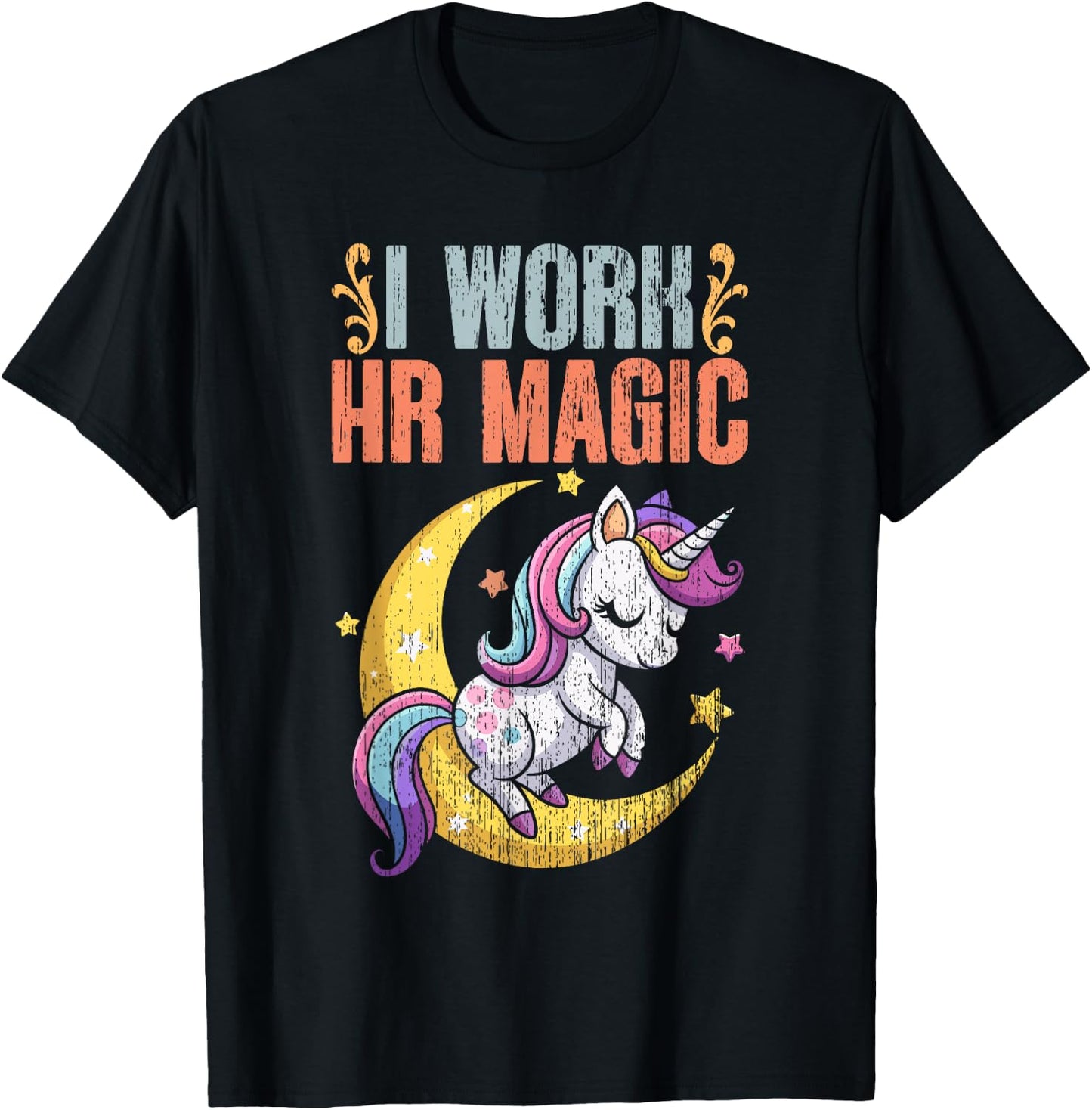 I Work HR Magic Retro Human Resource Management For HR Squad T-Shirt - T-Shirt | Black