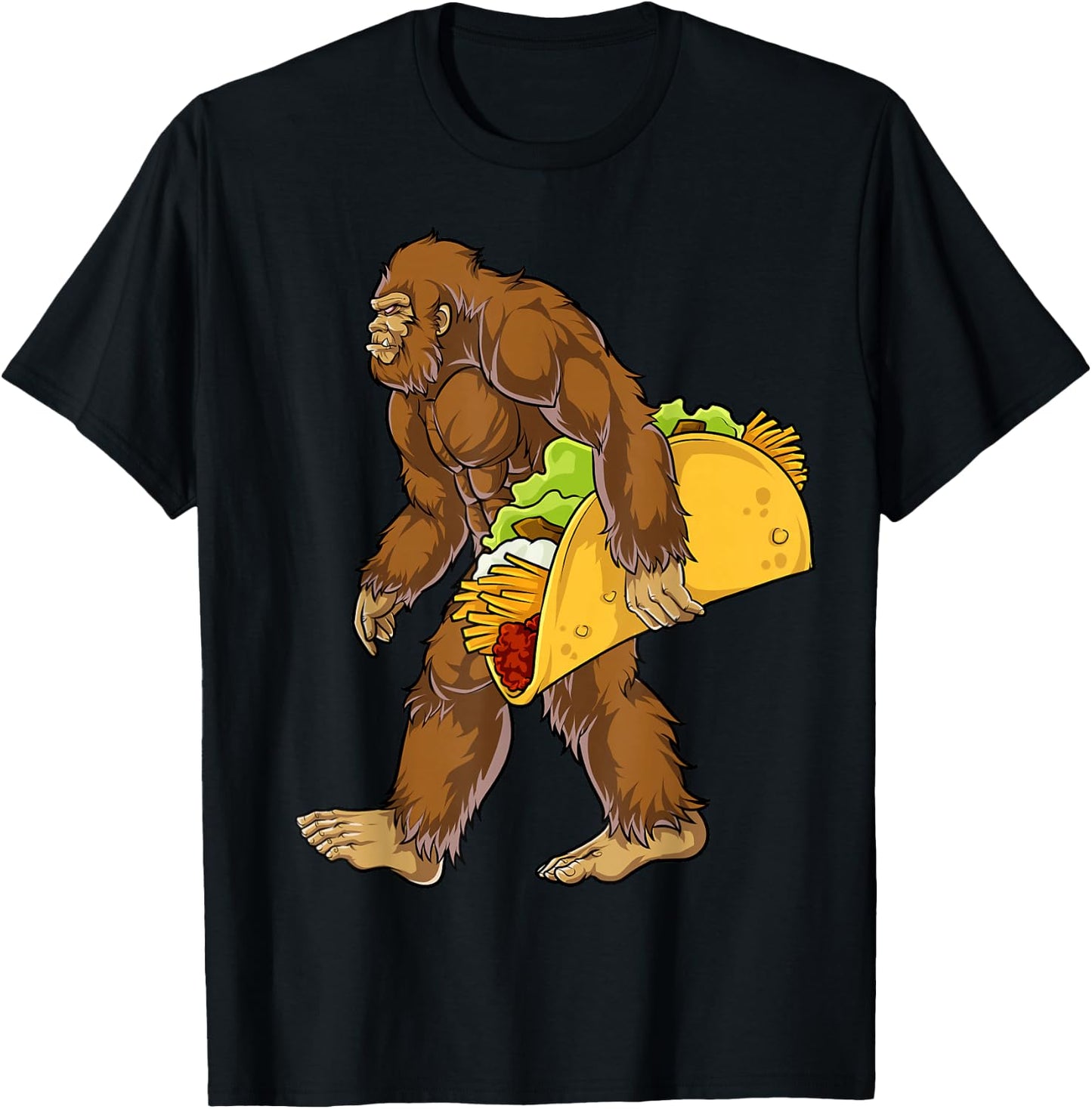 Bigfoot Carrying Taco Funny Cinco de Mayo Boys Men Sasquatch T-Shirt - T-Shirt | Black