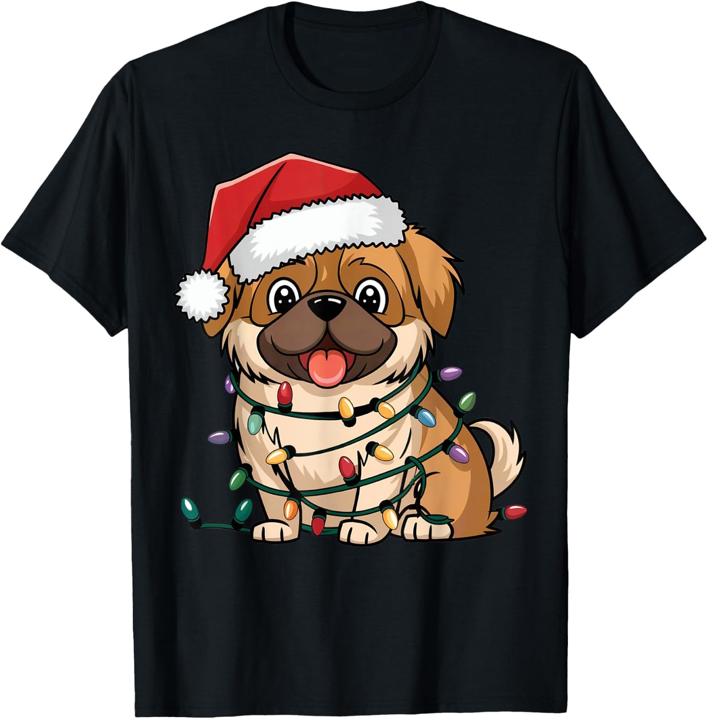 Pekingese Christmas Lights Xmas Dogs Gifts Women T-Shirt - T-Shirt | Black