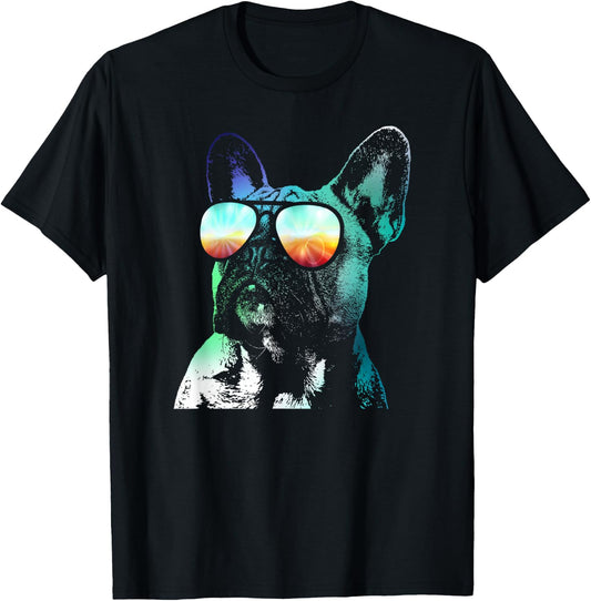 French Bulldog Neon Dog Shirt T-Shirt - T-Shirt | Black
