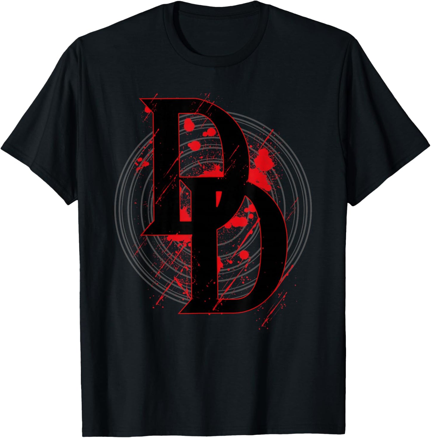 Marvel Daredevil DD Logo Vortex Red Rain Graphic T-Shirt - T-Shirt | Black