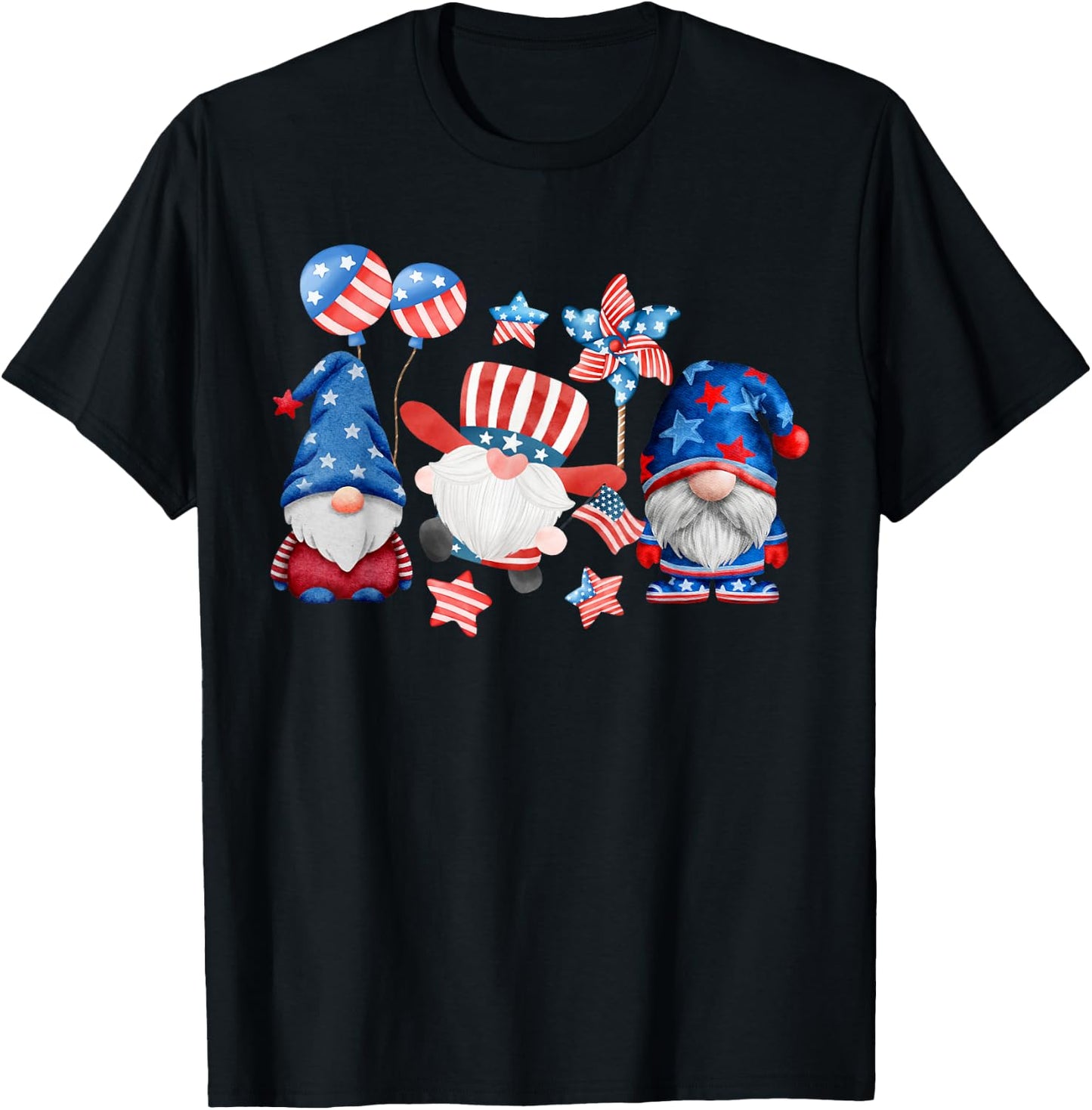 Happy Memorial Day 4th of July with Usa Flag Gnomes Women T-Shirt - T-Shirt | Black
