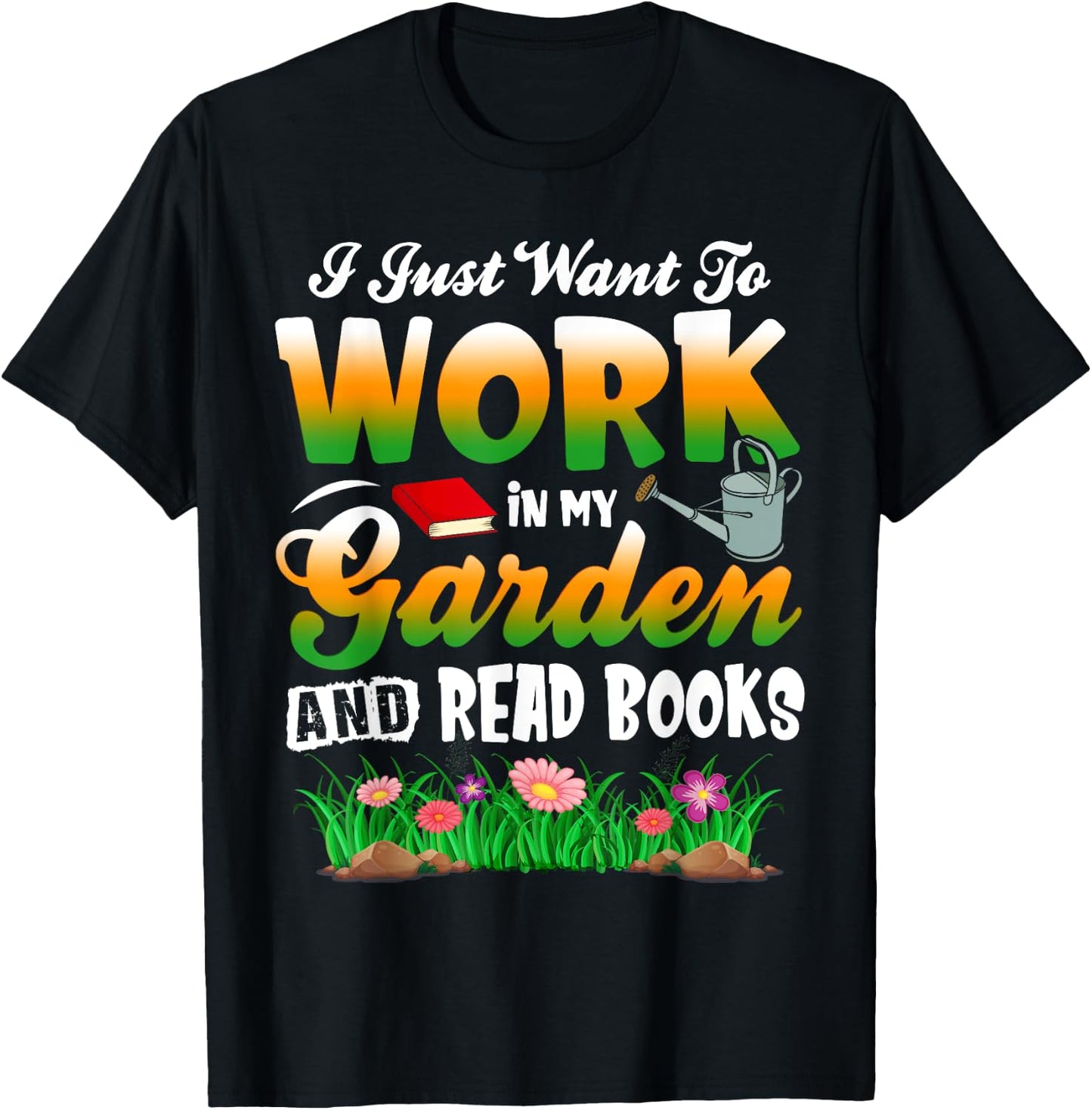 Mother's Day Gardening Gift Garden and Book Lover T-Shirt - T-Shirt | Black