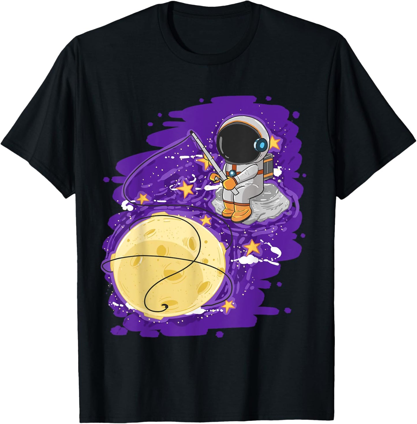 Astronaut Fishing Cute Spaceman Galaxy Space Lover Boys Gift T-Shirt - T-Shirt | Black