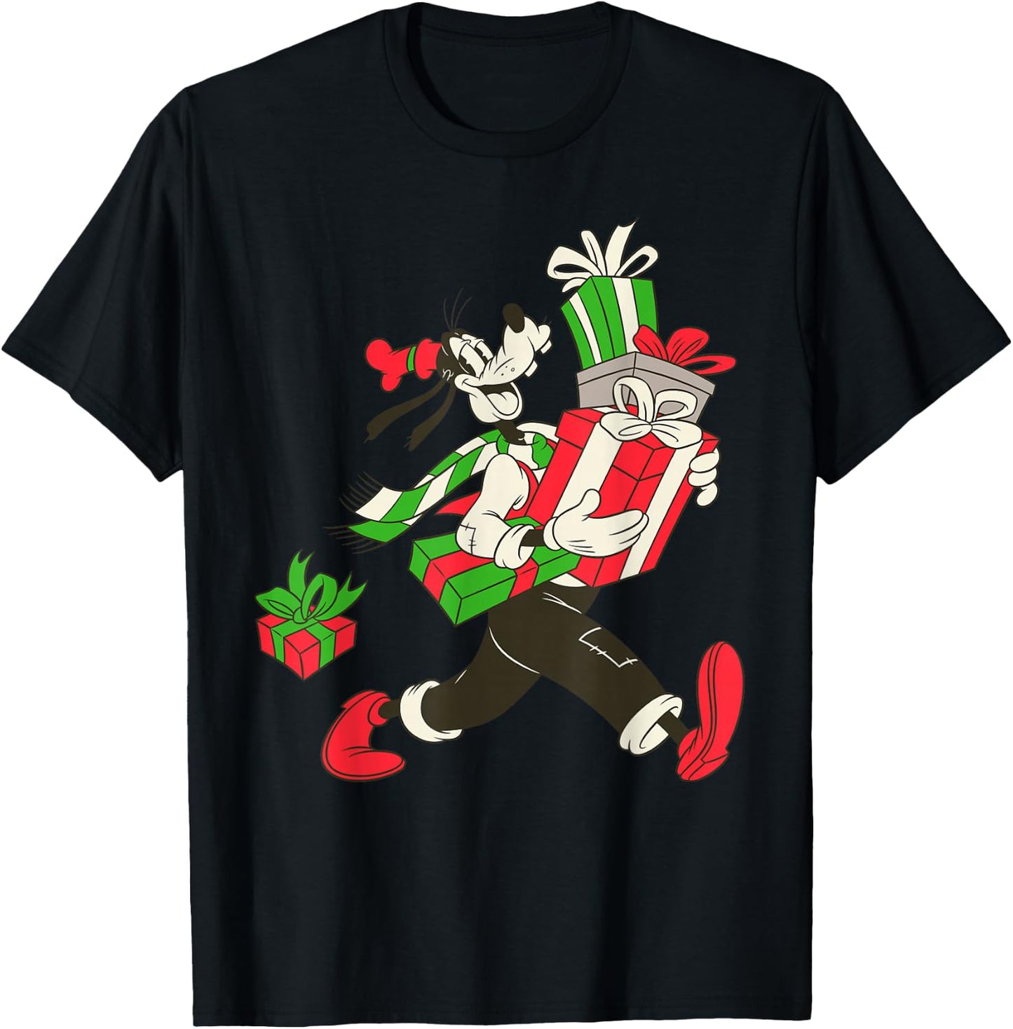 Disney Vintage Goofy Holiday Presents T-Shirt - T-Shirt | Black