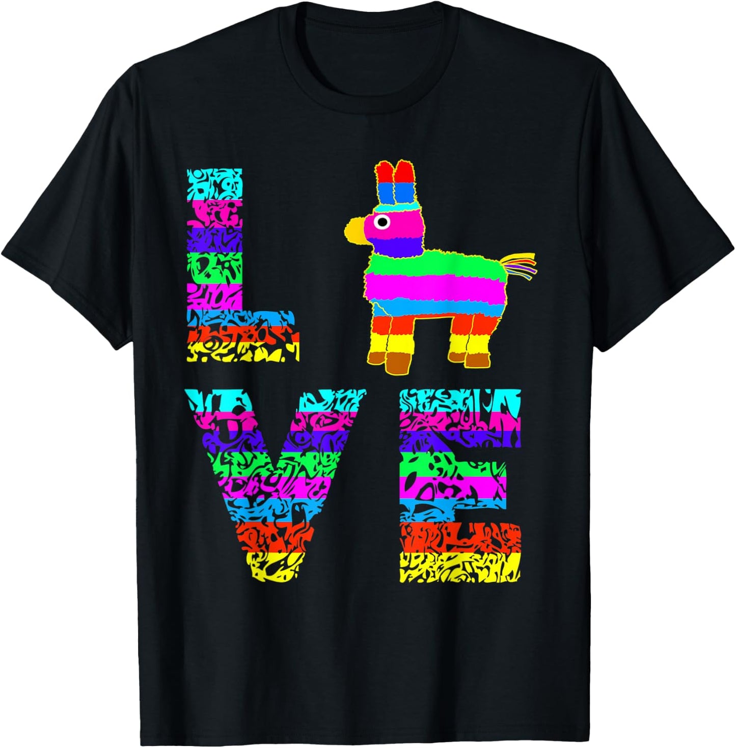 Funny Pinata Rainbow Horse Mexican Fiesta Party Hit T-Shirt - T-Shirt | Black