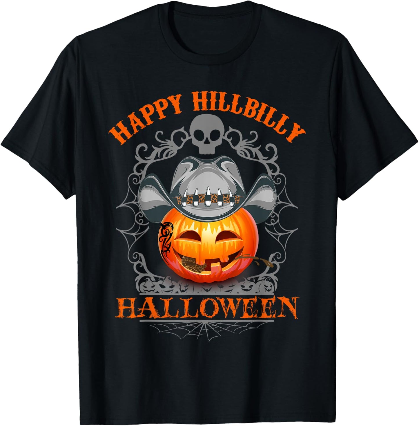 Hillbilly Pumpkin Halloween Lover Cute Birthday Gift Shirt T-Shirt - T-Shirt | Black