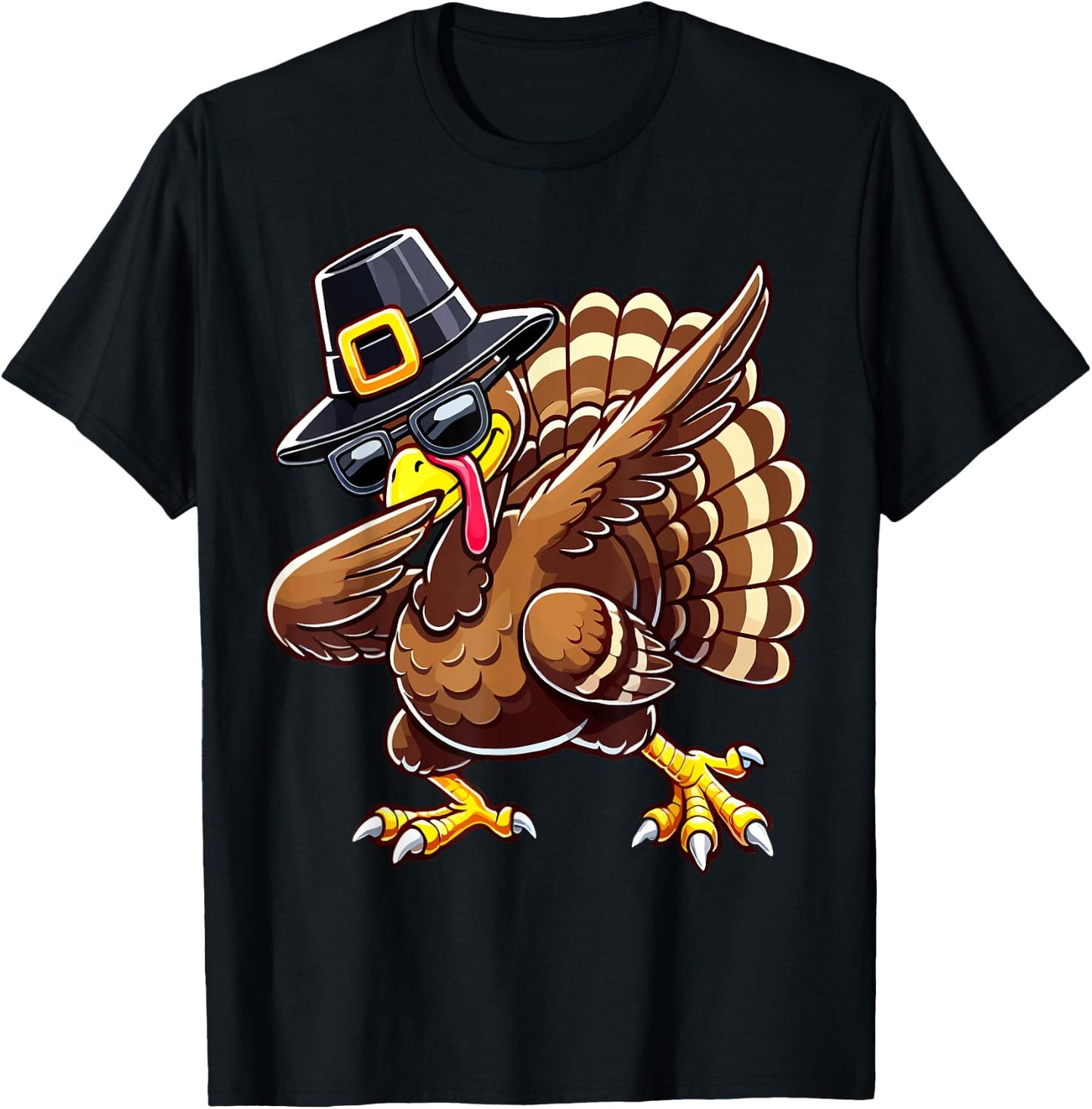 Thanksgiving Dabbing Lover Turkey T-Shirt - T-Shirt | Black