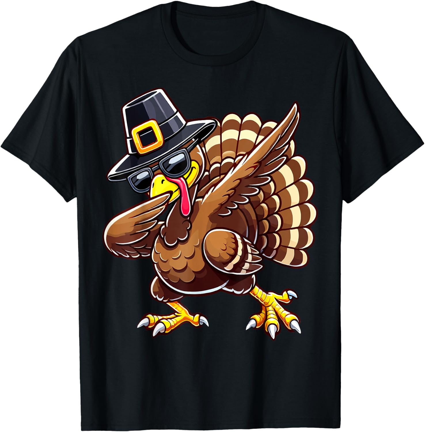 Thanksgiving Dabbing Lover Turkey T-Shirt - T-Shirt | Black