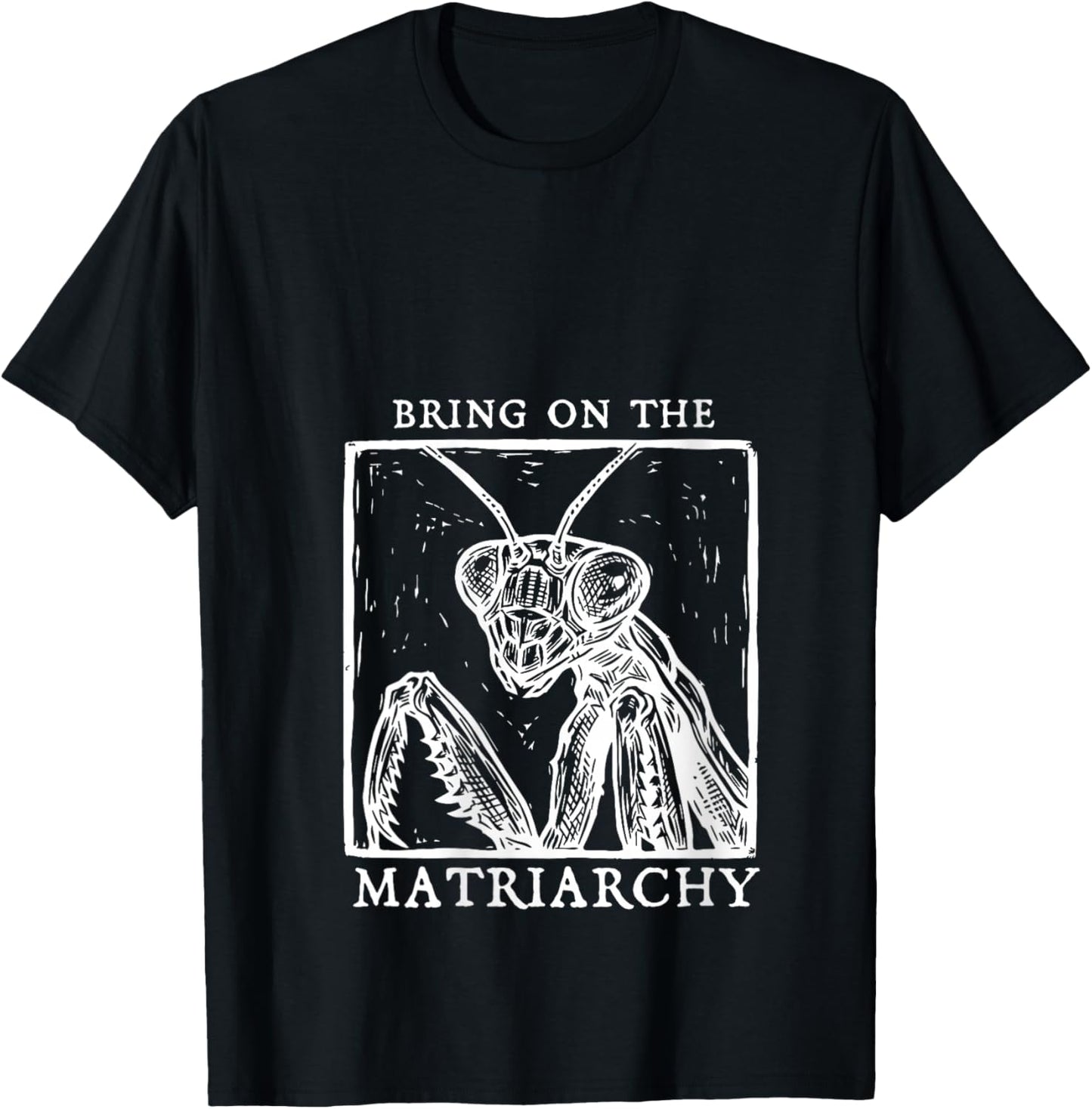 Women's Bring On The Matriarchy Praying Mantis Female Empowerment V-Neck T-Shirt - T-Shirt | Black