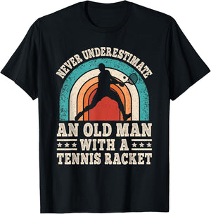 Never Underestimate An Old Man With A Tennis Racket Men T-Shirt - T-Shirt | Black