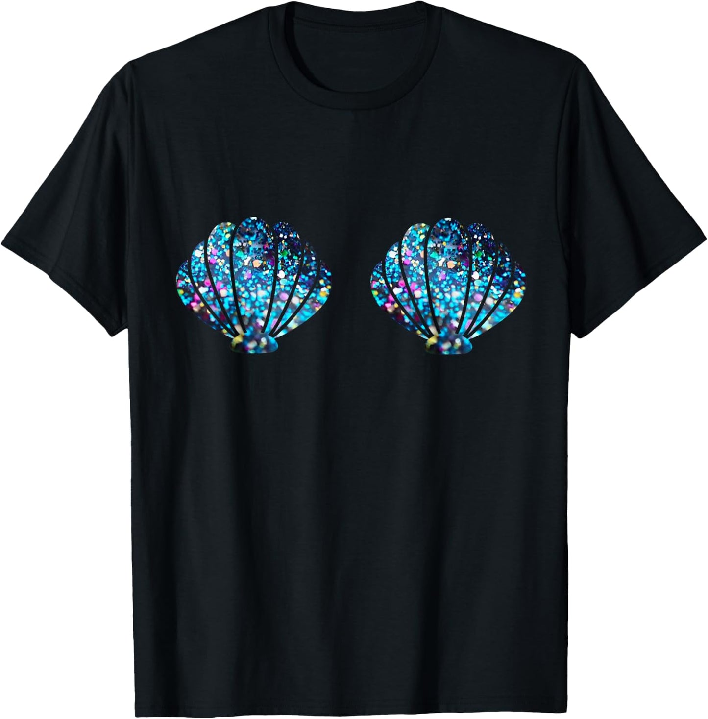 Mermaid Shell Shirt Mermaid Top Festival Birthday Party T-Shirt - T-Shirt | Black