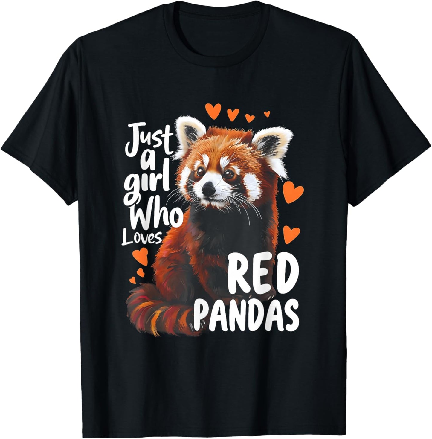 Animal Lover Just Girl Who Loves Red Pandas Kawaii Heart T-Shirt - T-Shirt | Black