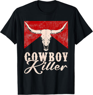 Killers Vintage Cowboy Western Rodeo Bull-Skull T-Shirt - T-Shirt | Black