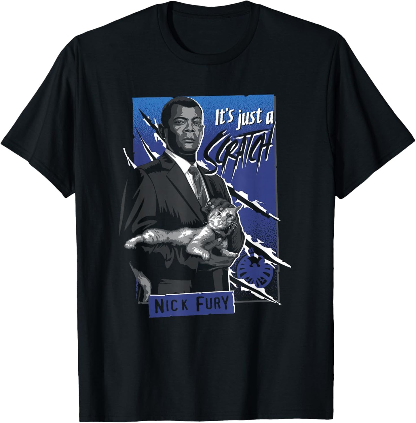 Marvel Captain Marvel Nick Fury and Goose Just a Scratch T-Shirt - T-Shirt | Black