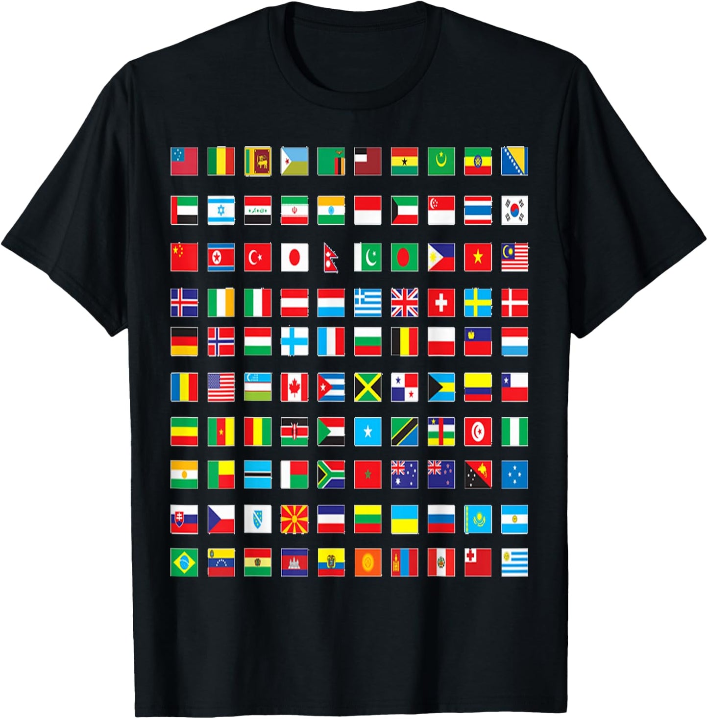 International world flags and world map for children T-Shirt - T-Shirt | Black