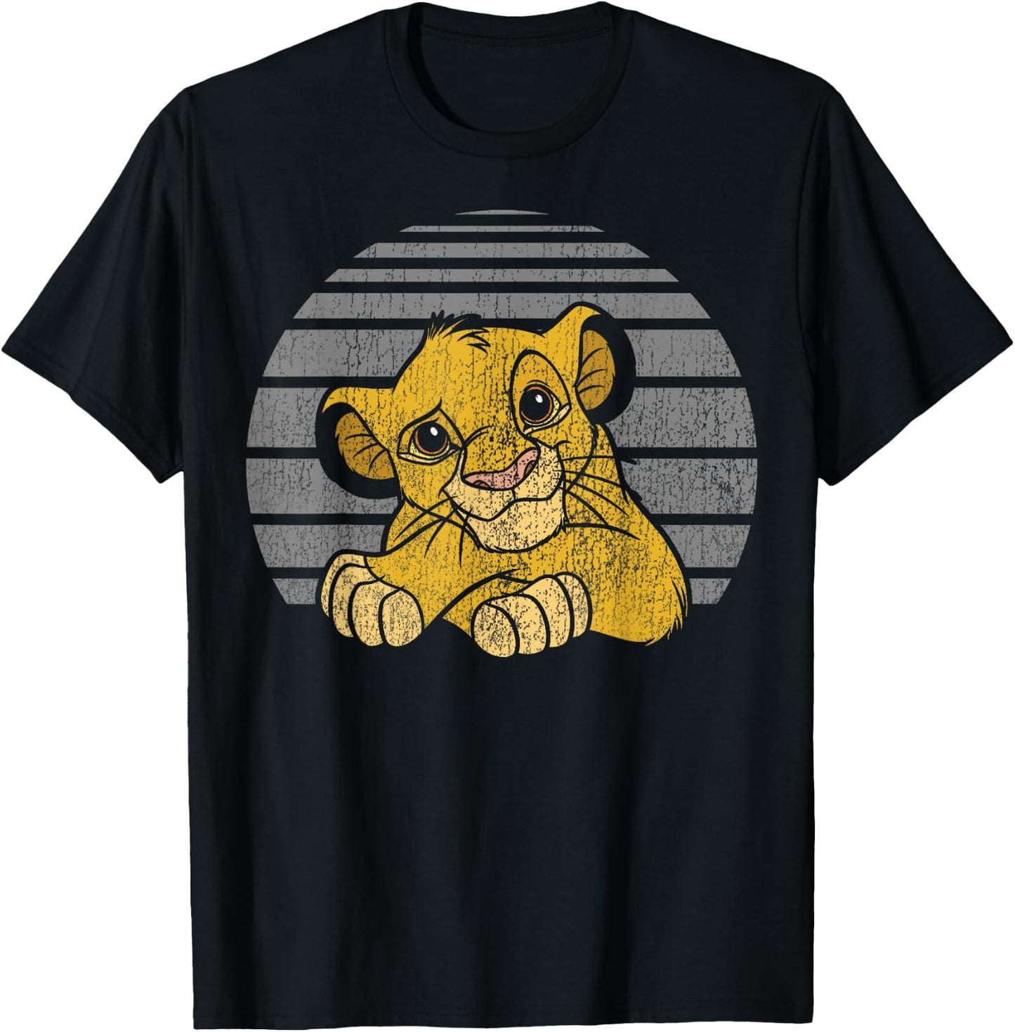 Disney Lion King Young Simba Distressed Stripes T-Shirt - T-Shirt | Black
