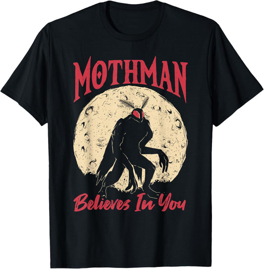 Cryptid Monster Mothman Believes in You T-Shirt - T-Shirt | Black
