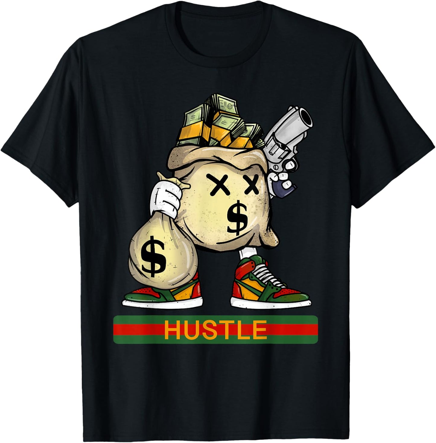 Money Stacks Hustle Wall Street Hip Hop Rap Lover Gift T-Shirt - T-Shirt | Black